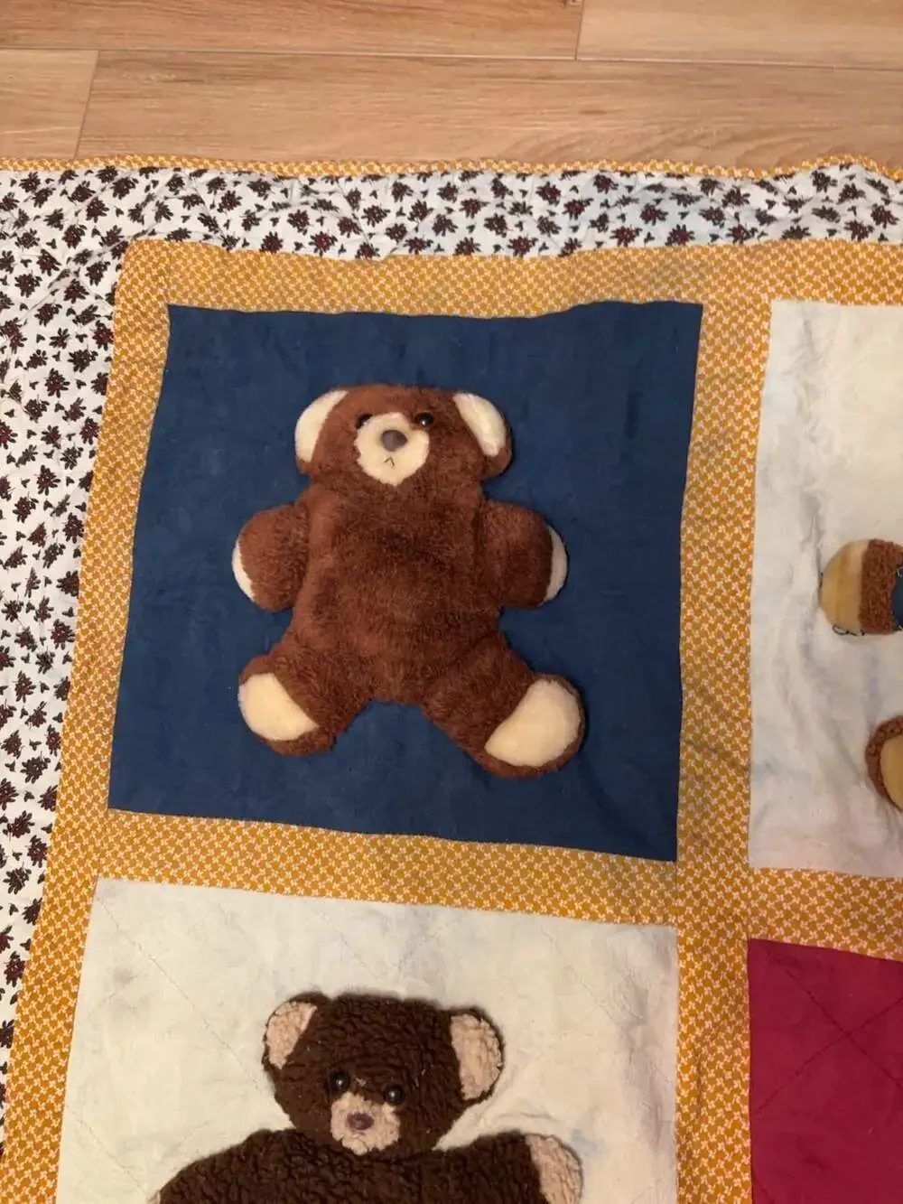 3D Teddy Bear Quilt Crib Blanket Play Mat Wall Hanging 53 x 46